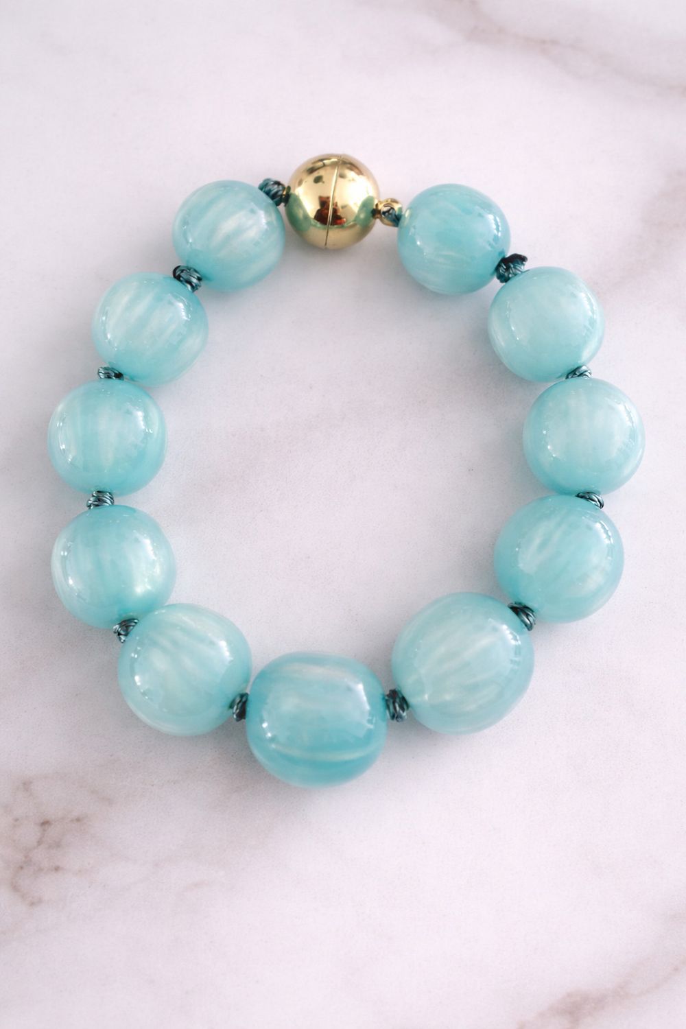 Aqua Glow Bead Bracelet