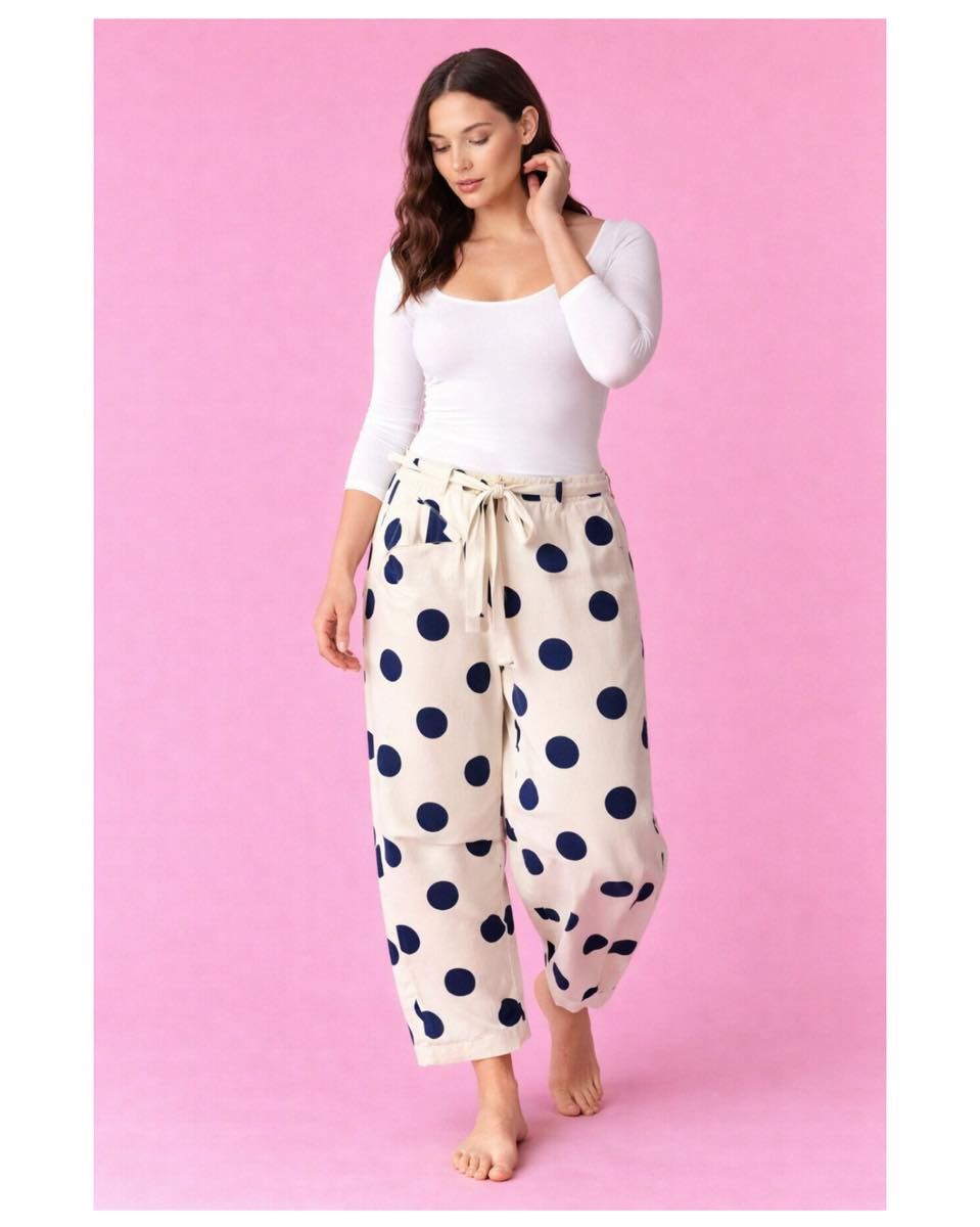 Polka Dot Printed Cropped Pull-on Pants