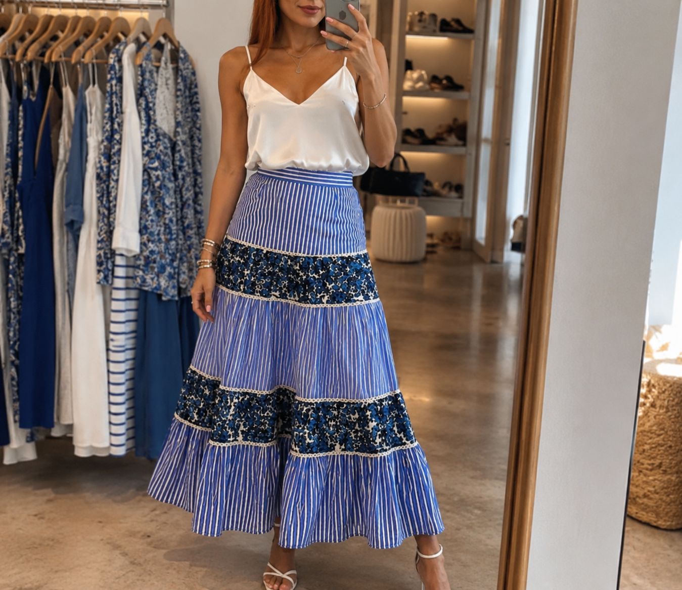 TIERED STRIPED SKIRT