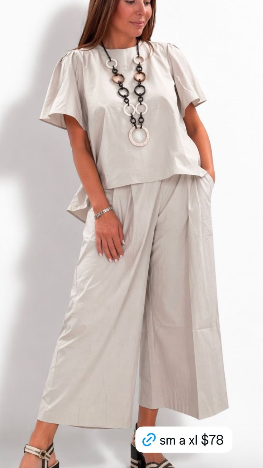 Premium Cotton Poplin Two-Piece Set sand