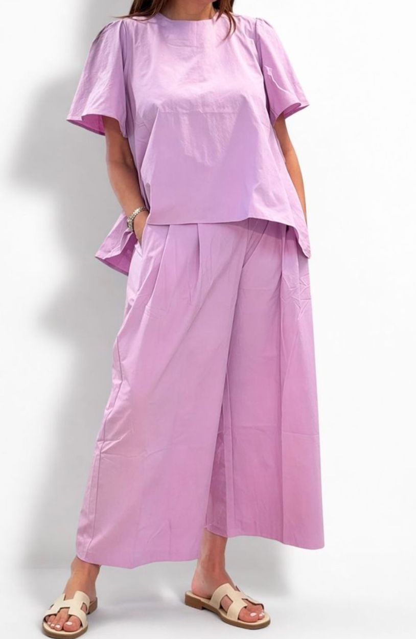 Premium Cotton Poplin Two-Piece Set lila