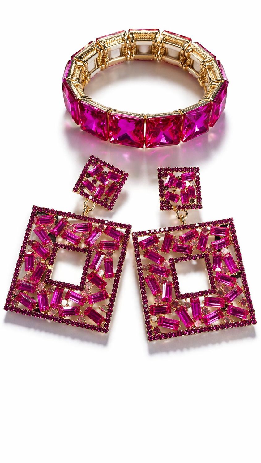 square crystals earrings 2"