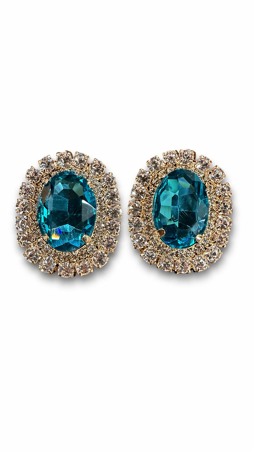 Emerald Crystal Statement Studs 11/2"