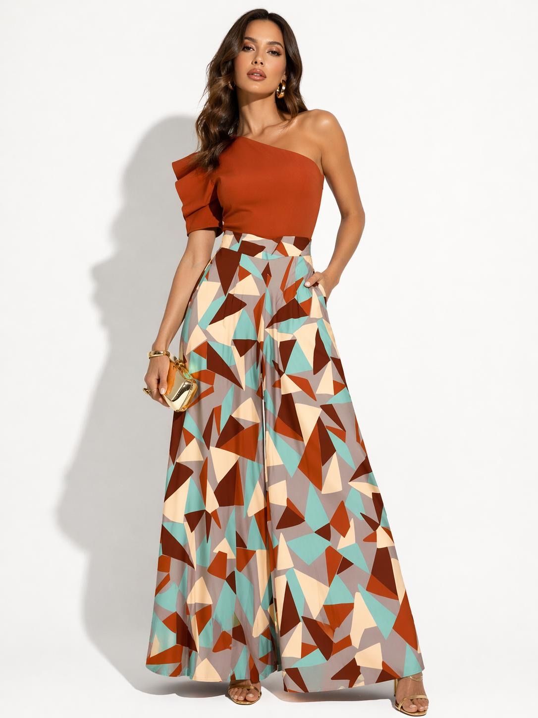Geo Chic Wide-Leg Pants