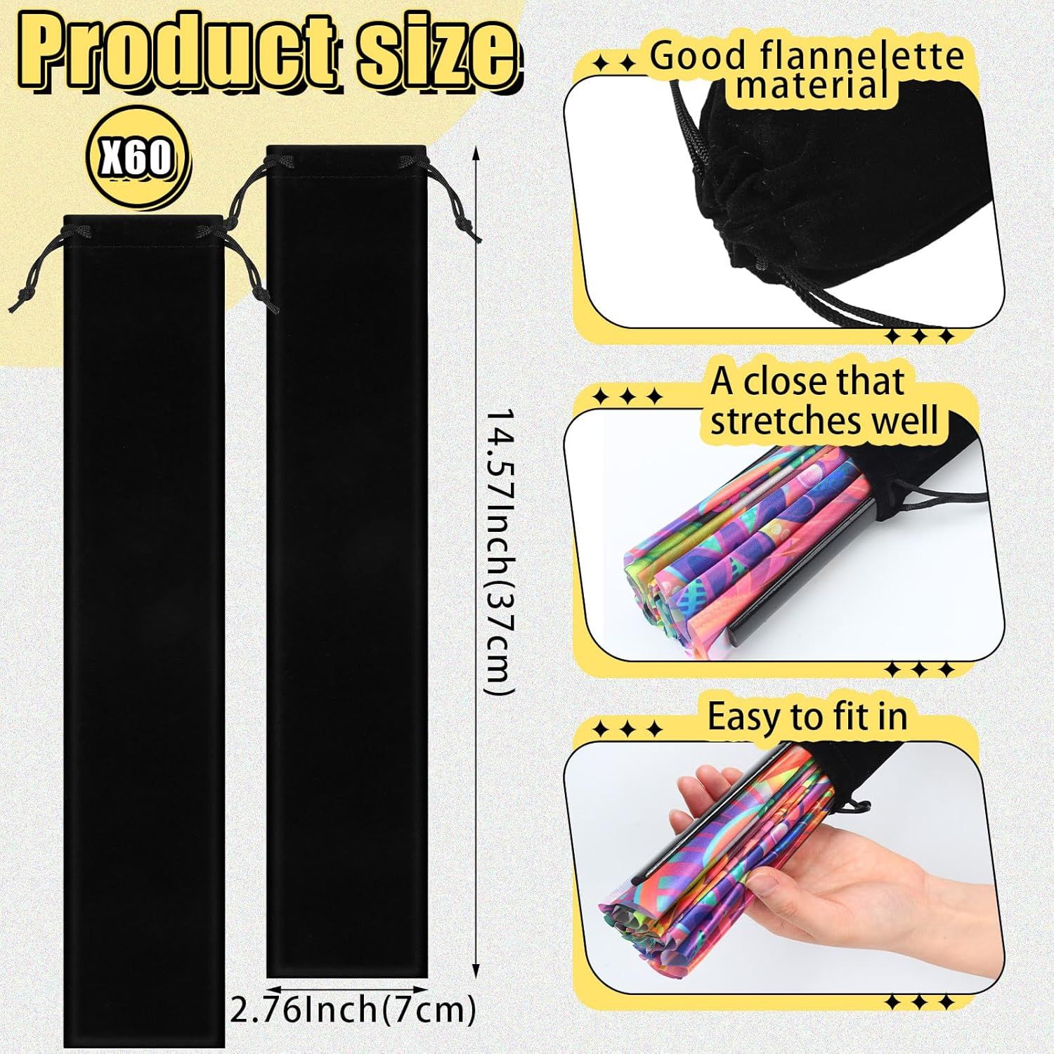 Bags Folding Pouch Sleeves Velvet Drawstrings Bags14.57 x 2.76 Inch