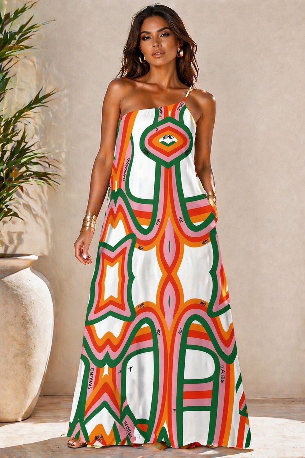 Retro One shoulder Maxi