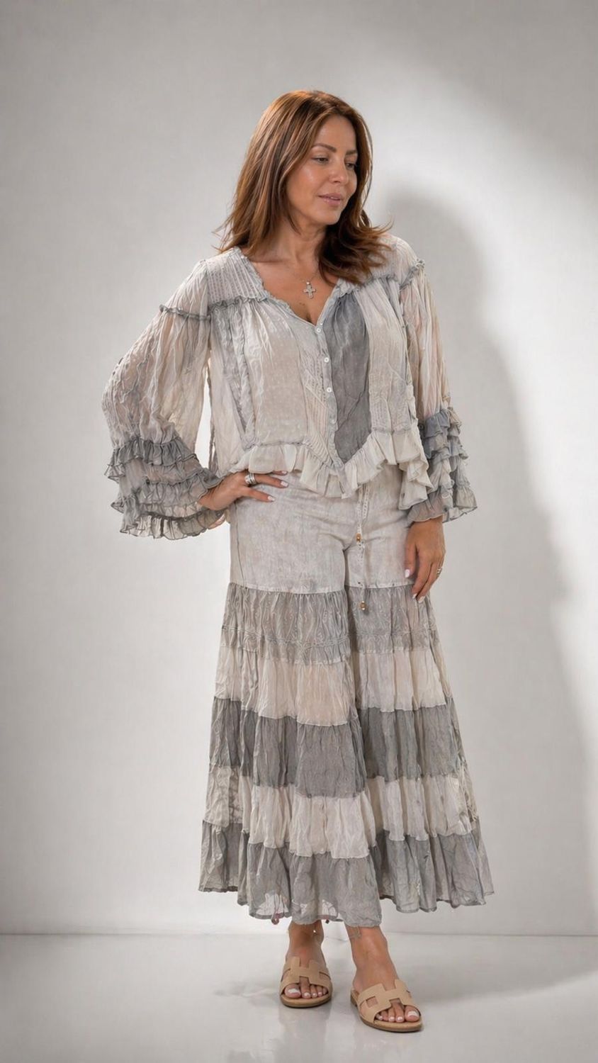 Boho embroidered pant Set