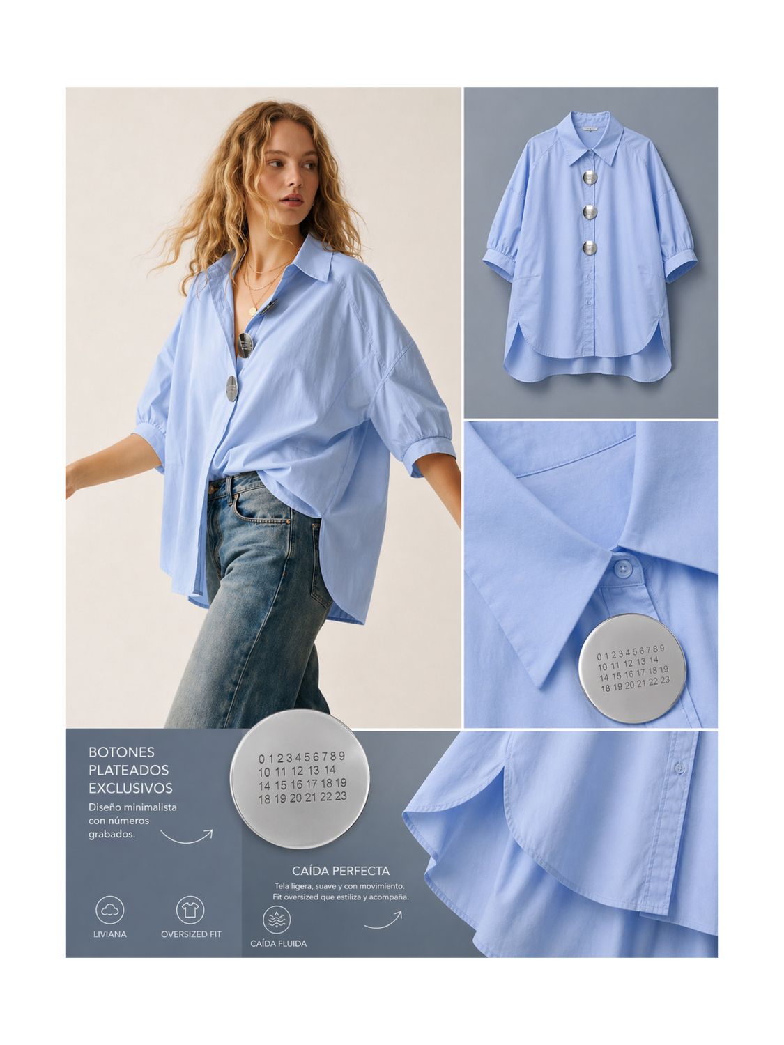 Silver Button Cotton Shirt