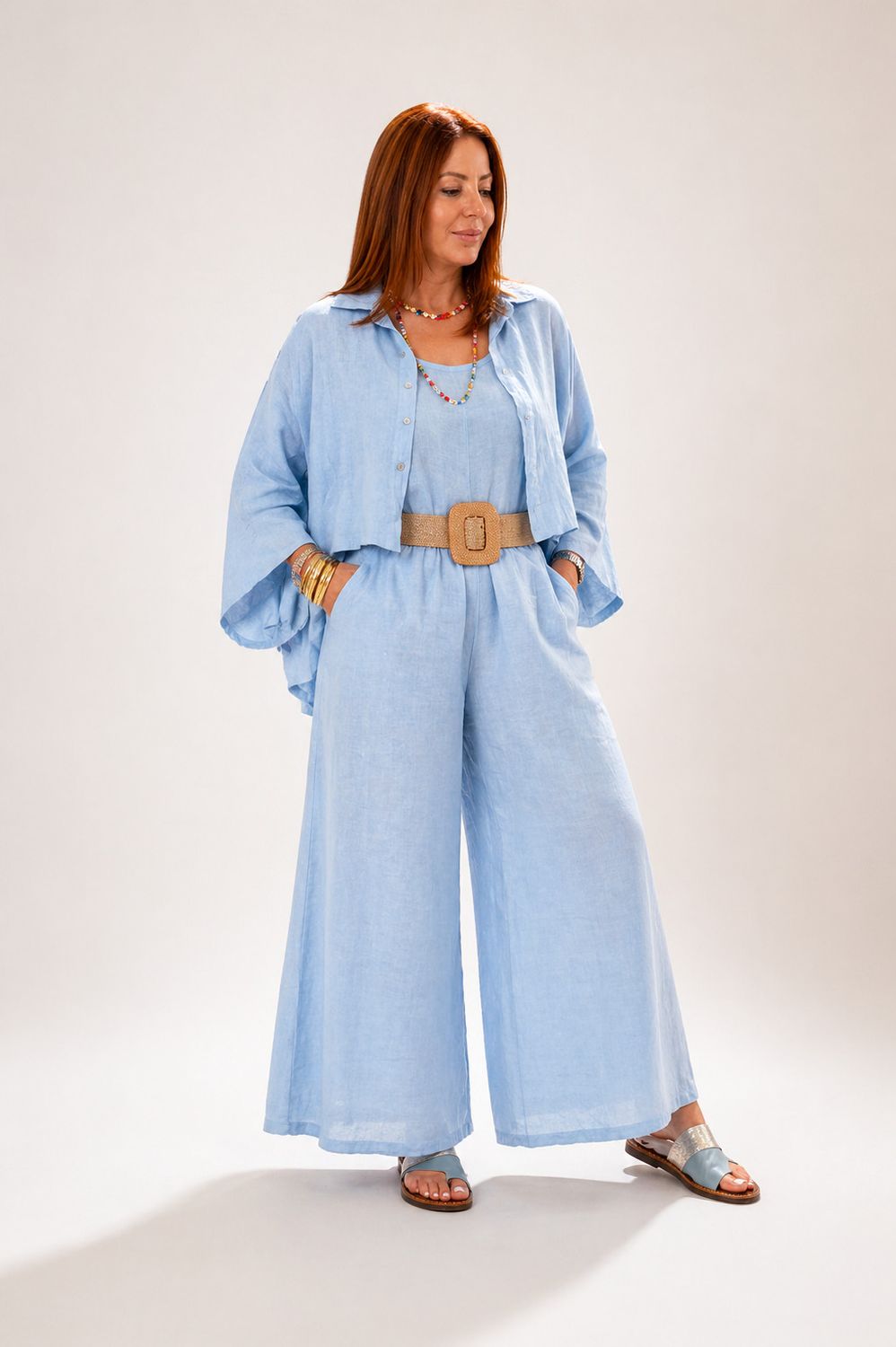 Linen Breeze Set, Color: Light blue