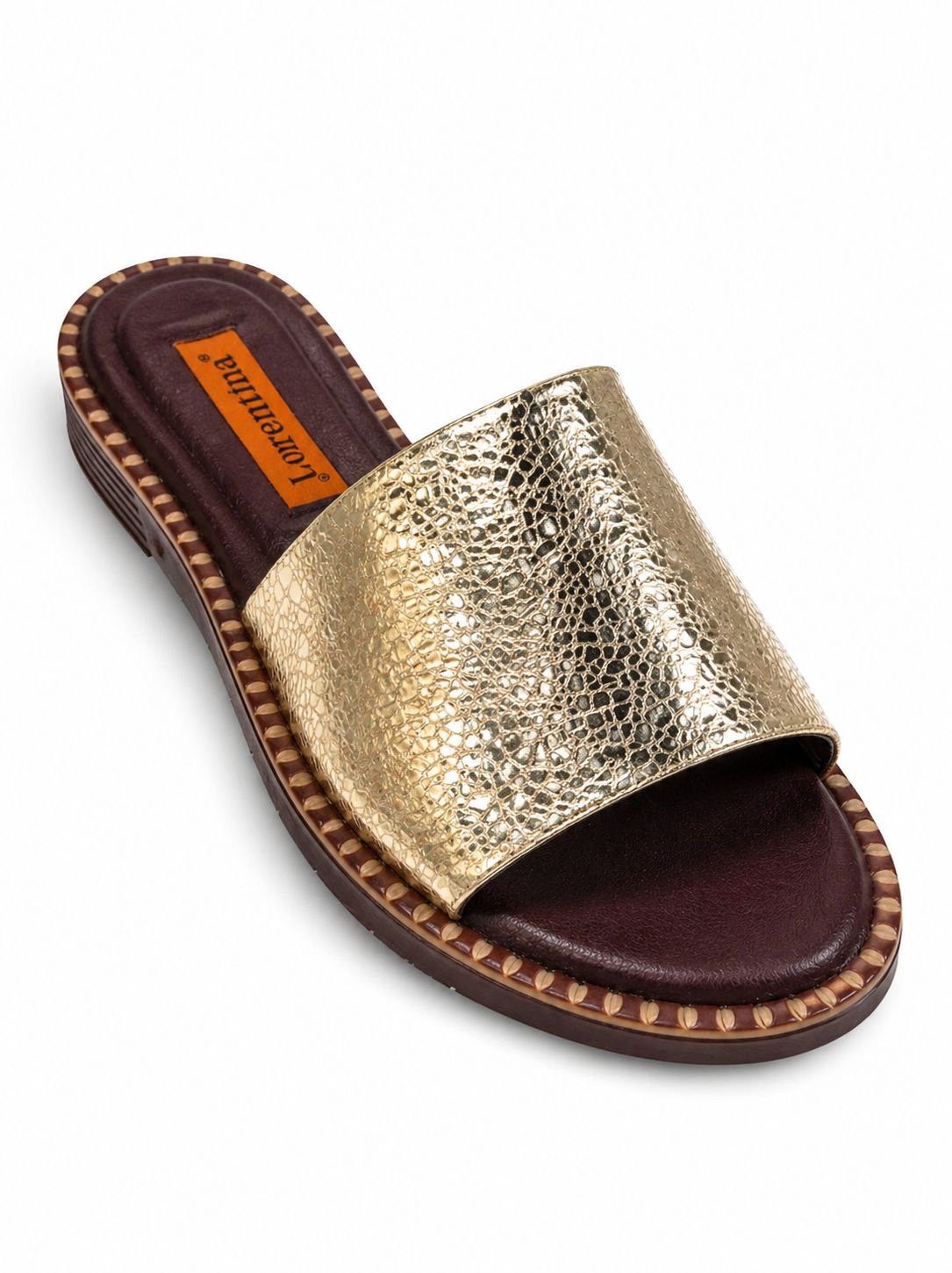 Golden Croco Leather Slide