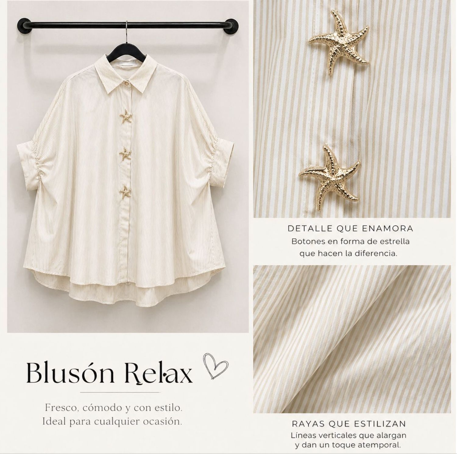 Star Button Relax Blouse