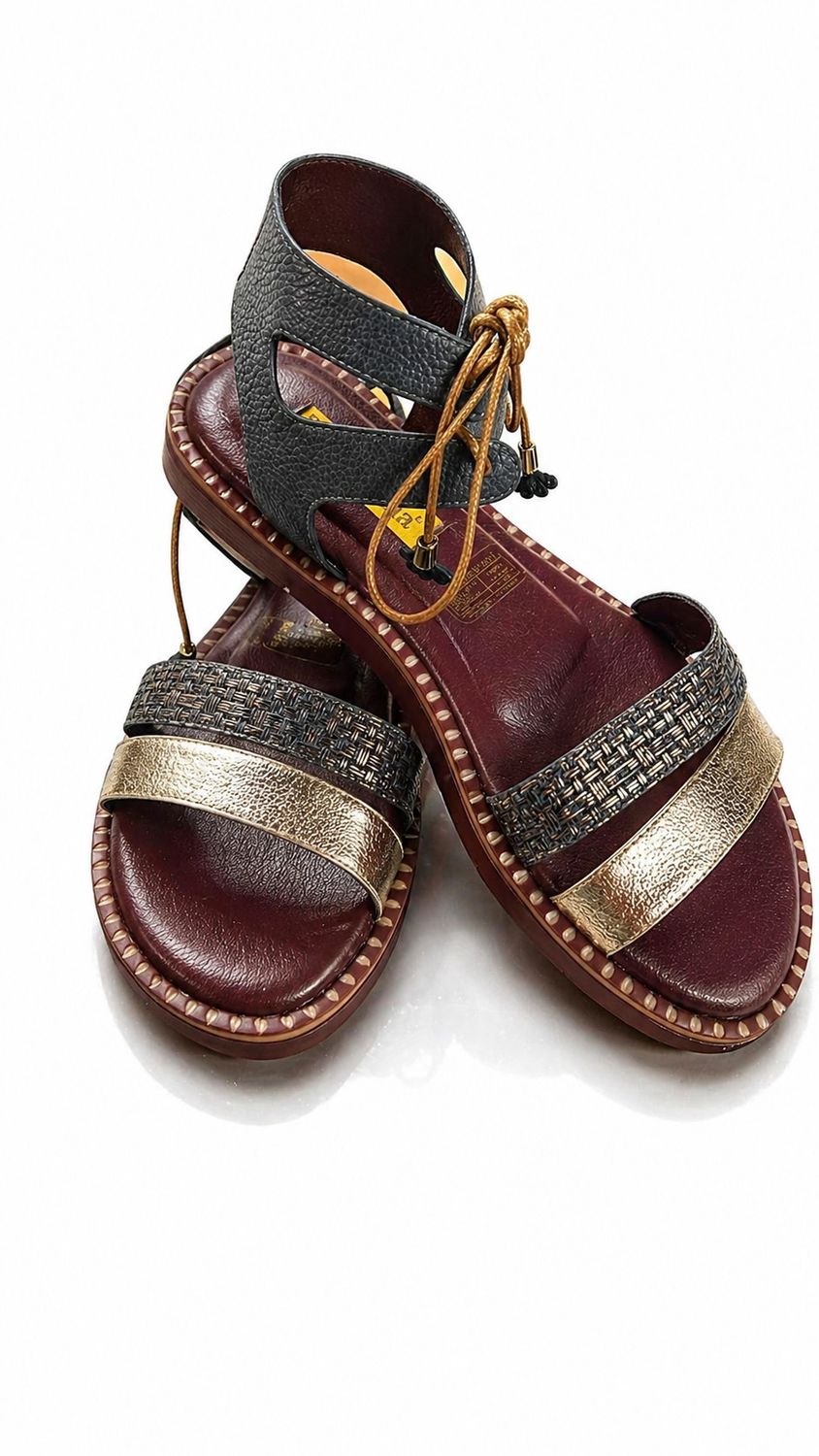 Gold Accent Leather Sandal
