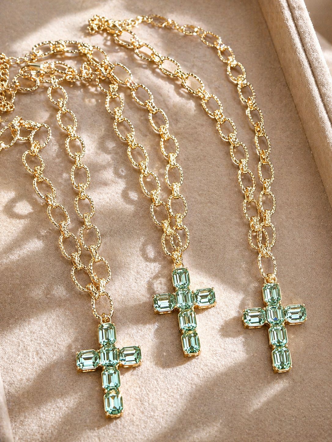 Aqua Cross Chain Necklace
