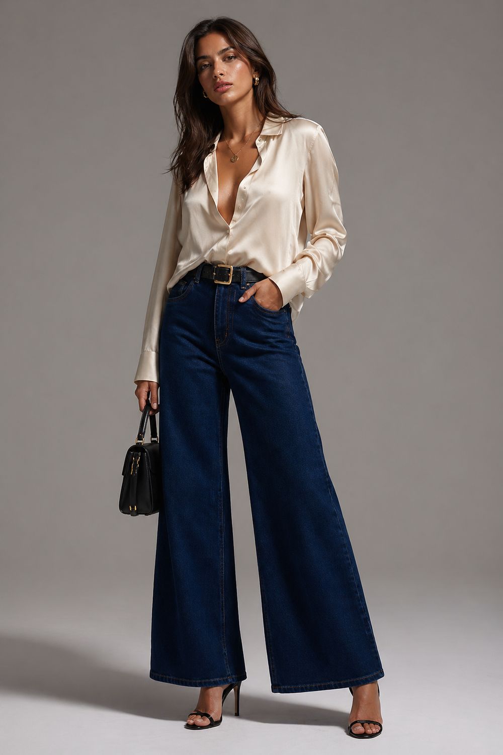 Basic Stretch Jeans With Wide