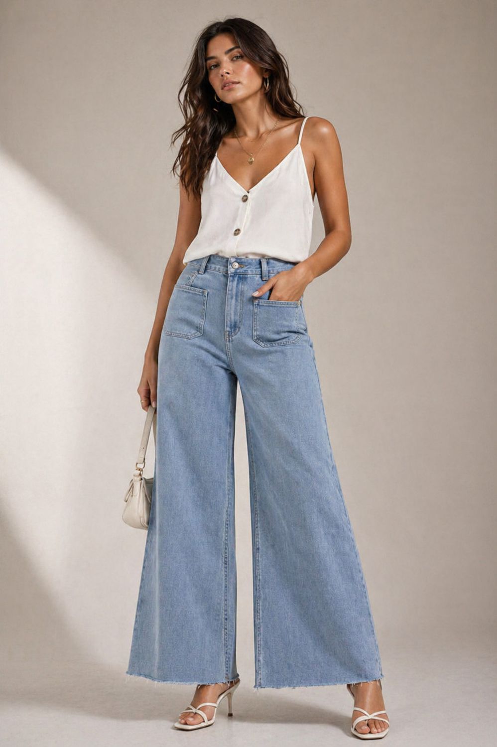 Light Wash Wide Leg Denim