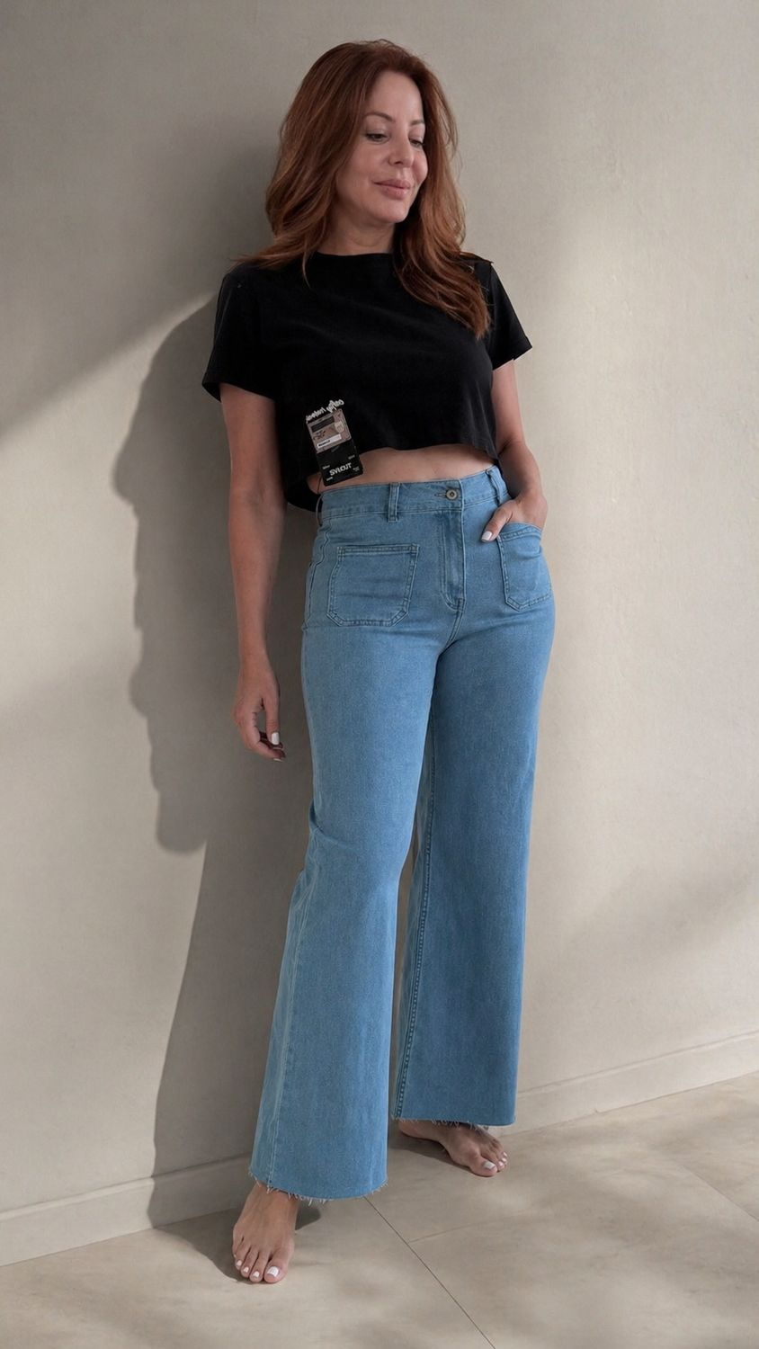 Light Wash Wide Leg Denim