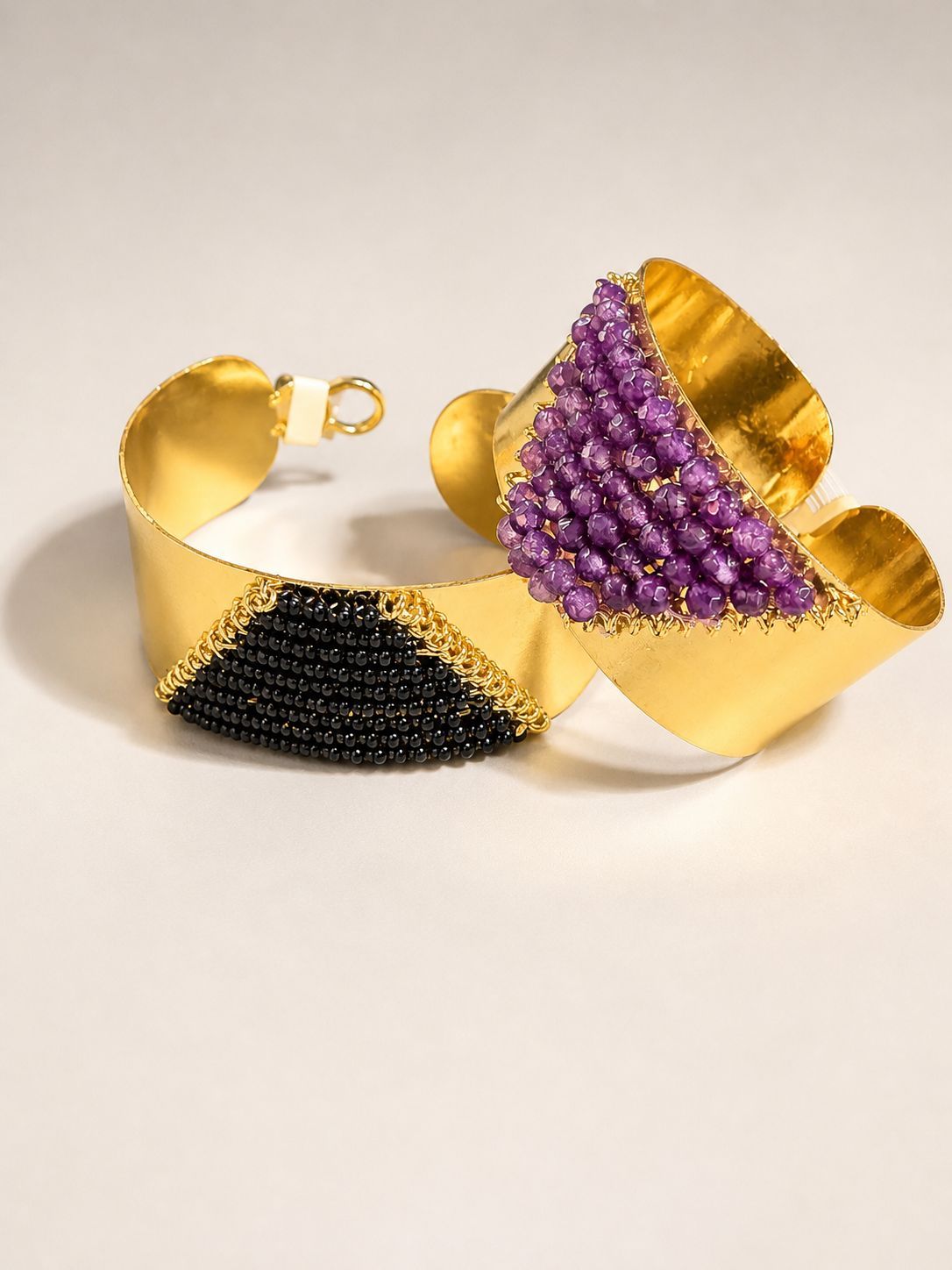 Black Beaded Statement Cuff