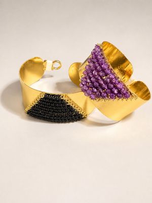 Black Beaded Statement Cuff