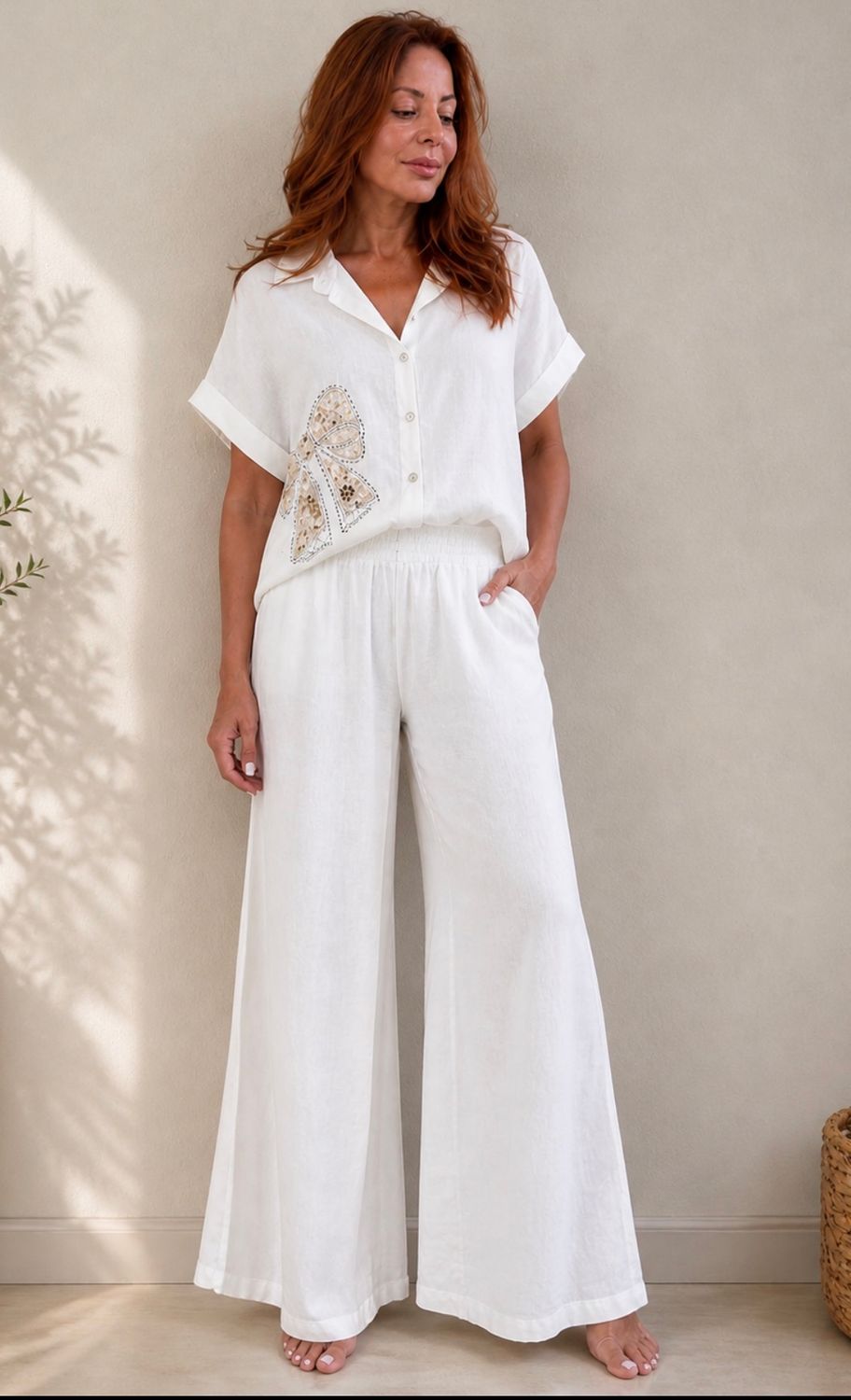 White Linen Bow Set one size