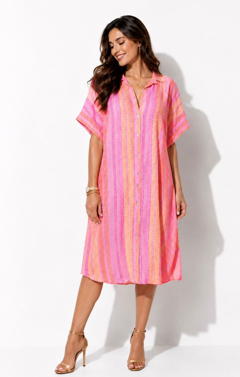 Linen Maxi Shirt Dress one size