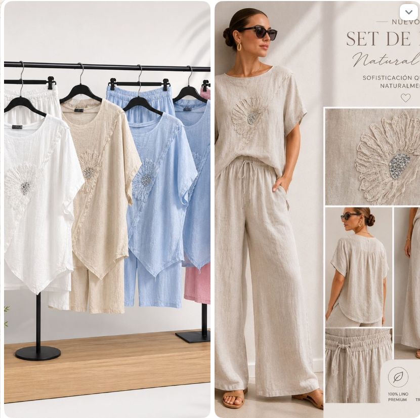 Linen Floral Set one size