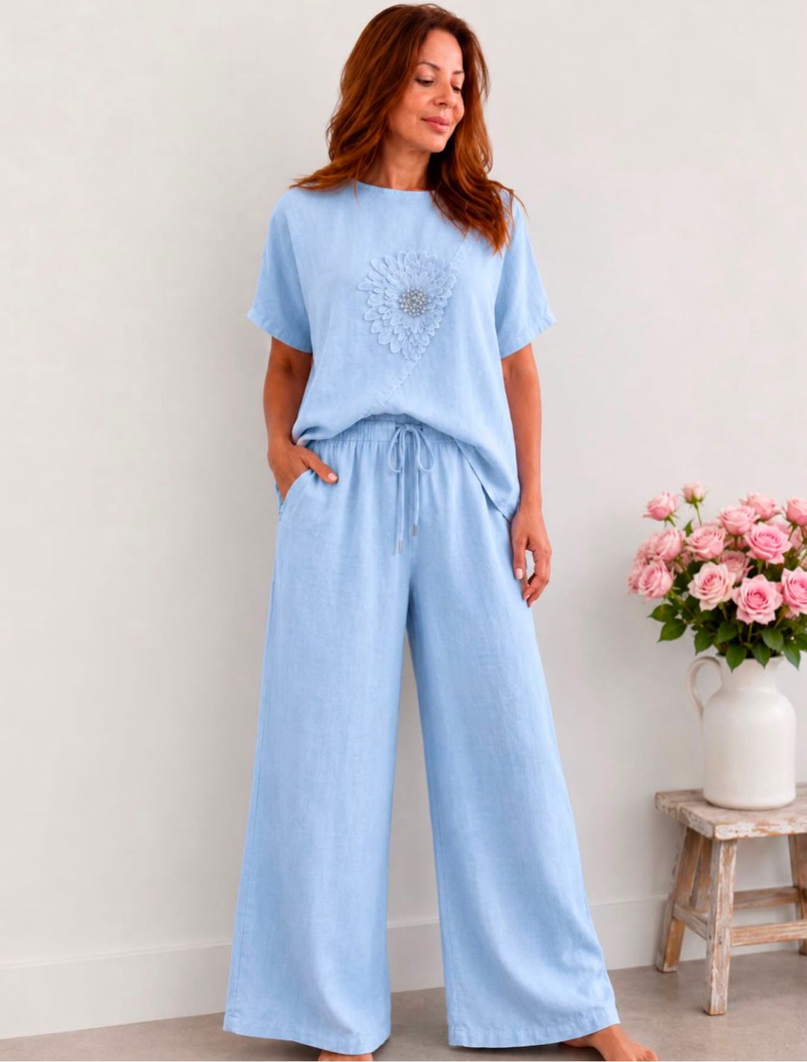 Linen Floral Set one size