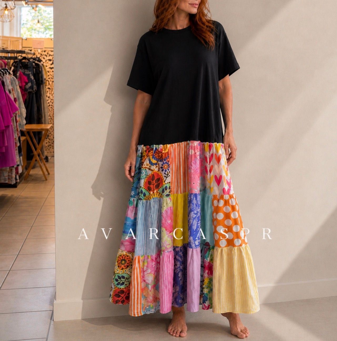Patchwork Pop Maxi Dress 