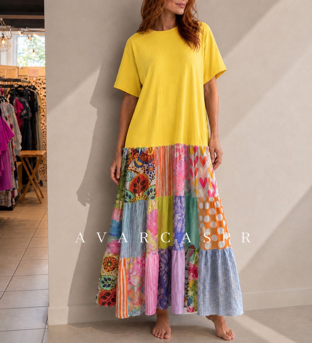 Sunshine Patchwork Maxi Dress Sunshine Patchwork Maxi Dress, Size: Med/largw