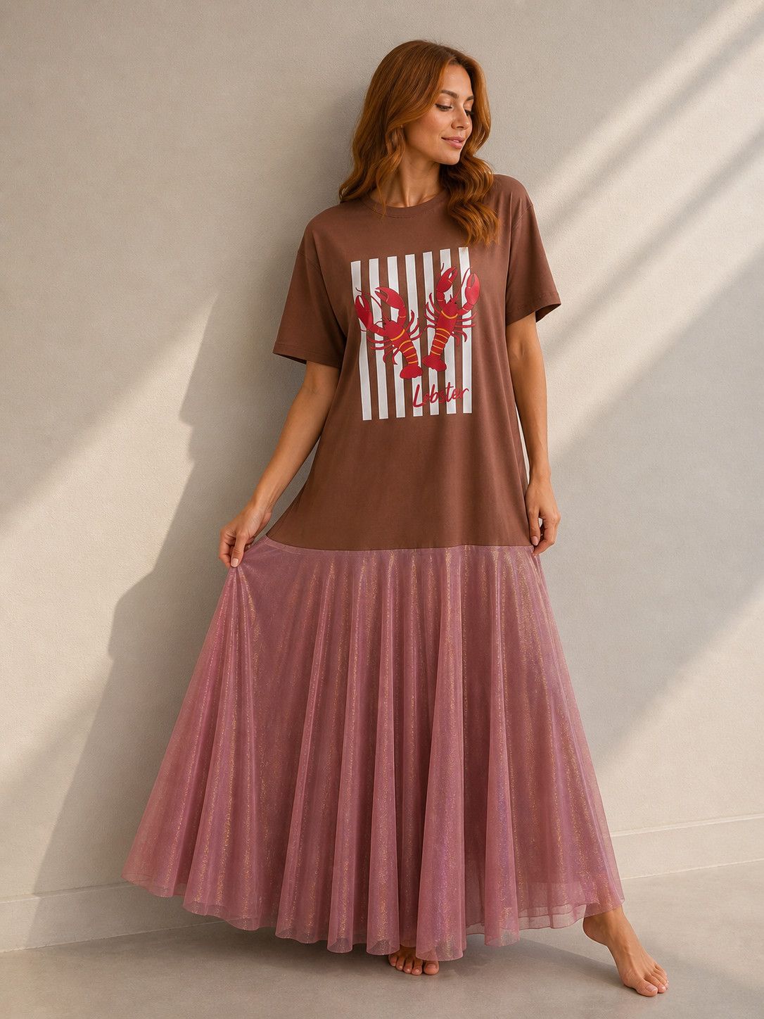 Lobster Tulle Maxi Dress
