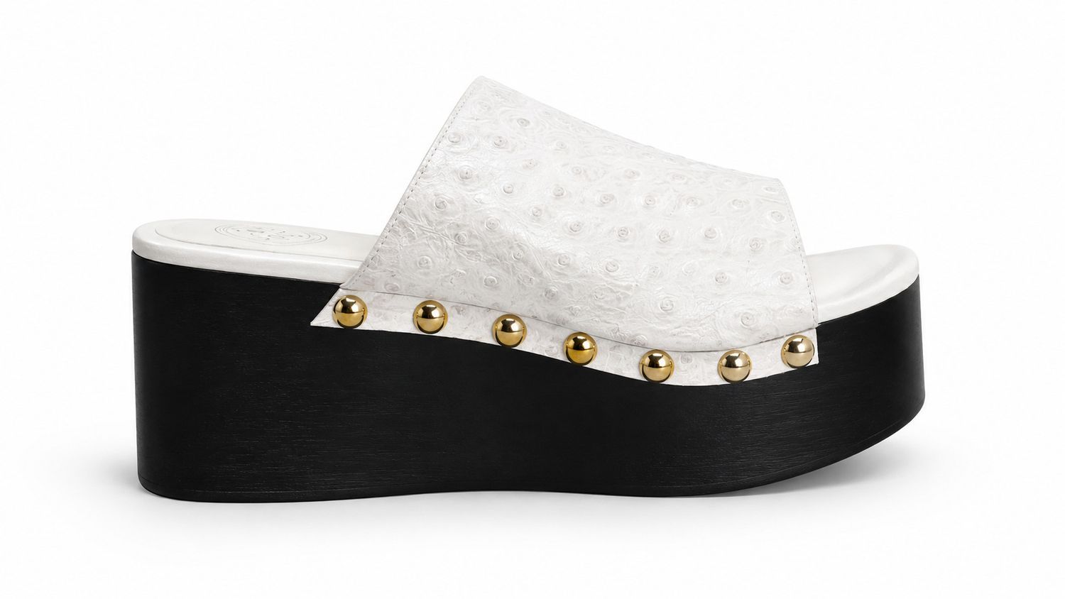 Ivory Stud Wood Platform 4 Soles