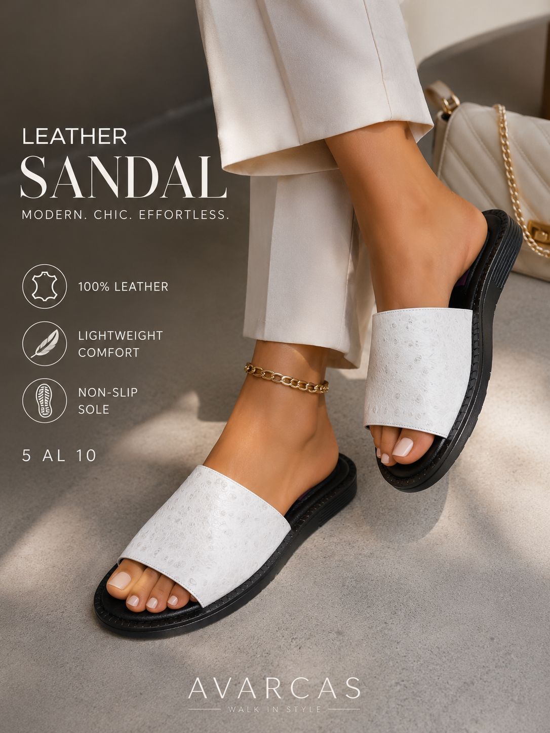 ostritch texture slide sandal
