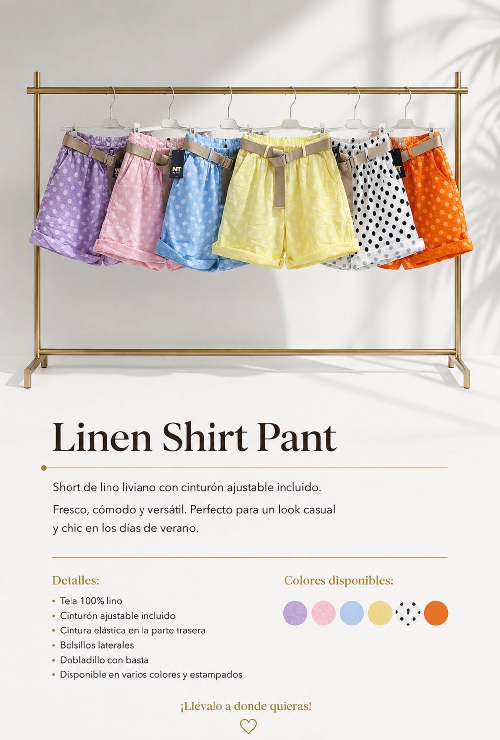 Linen polkadot pant one size