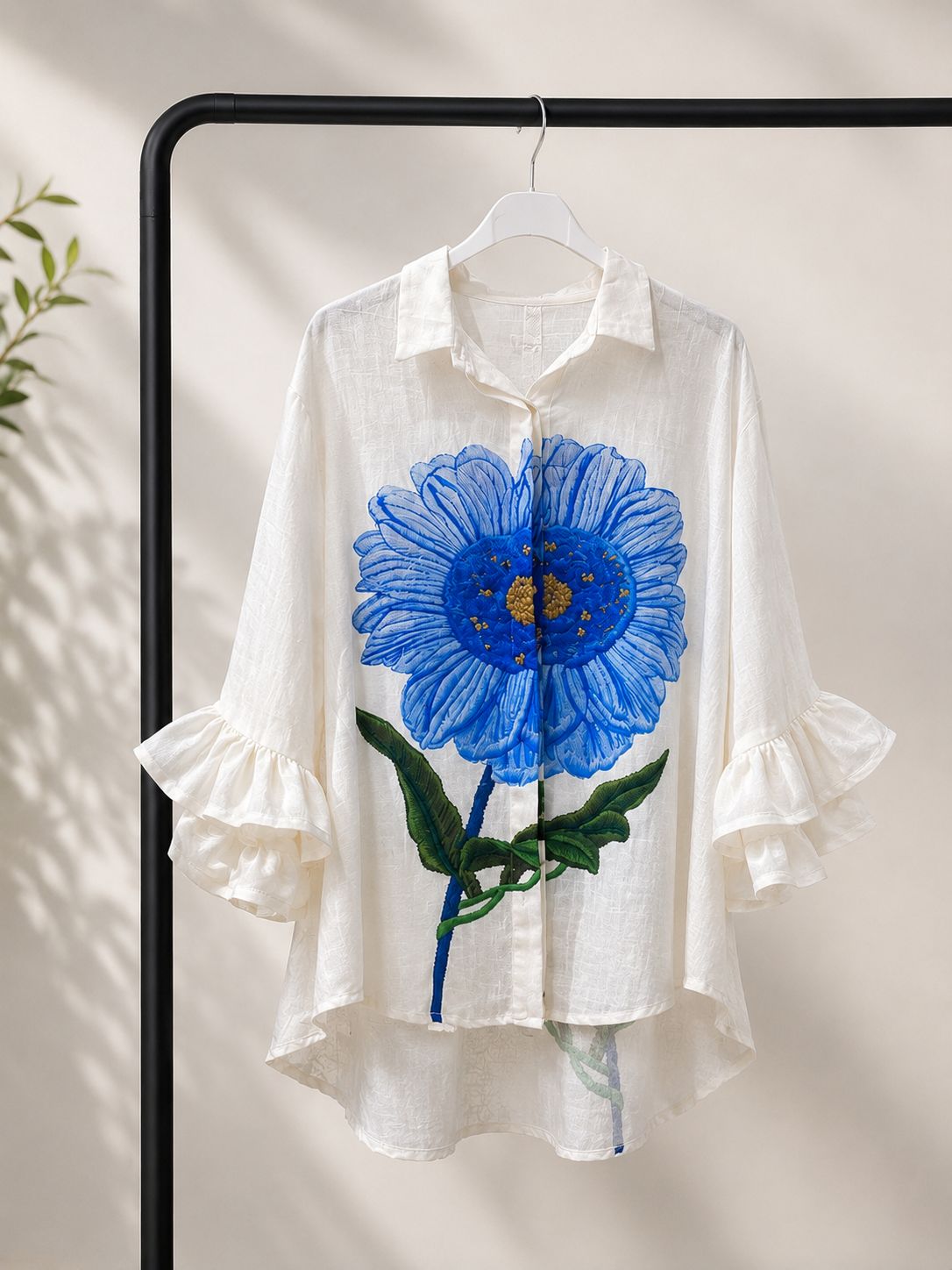 Blue Bloom Linen Shirt