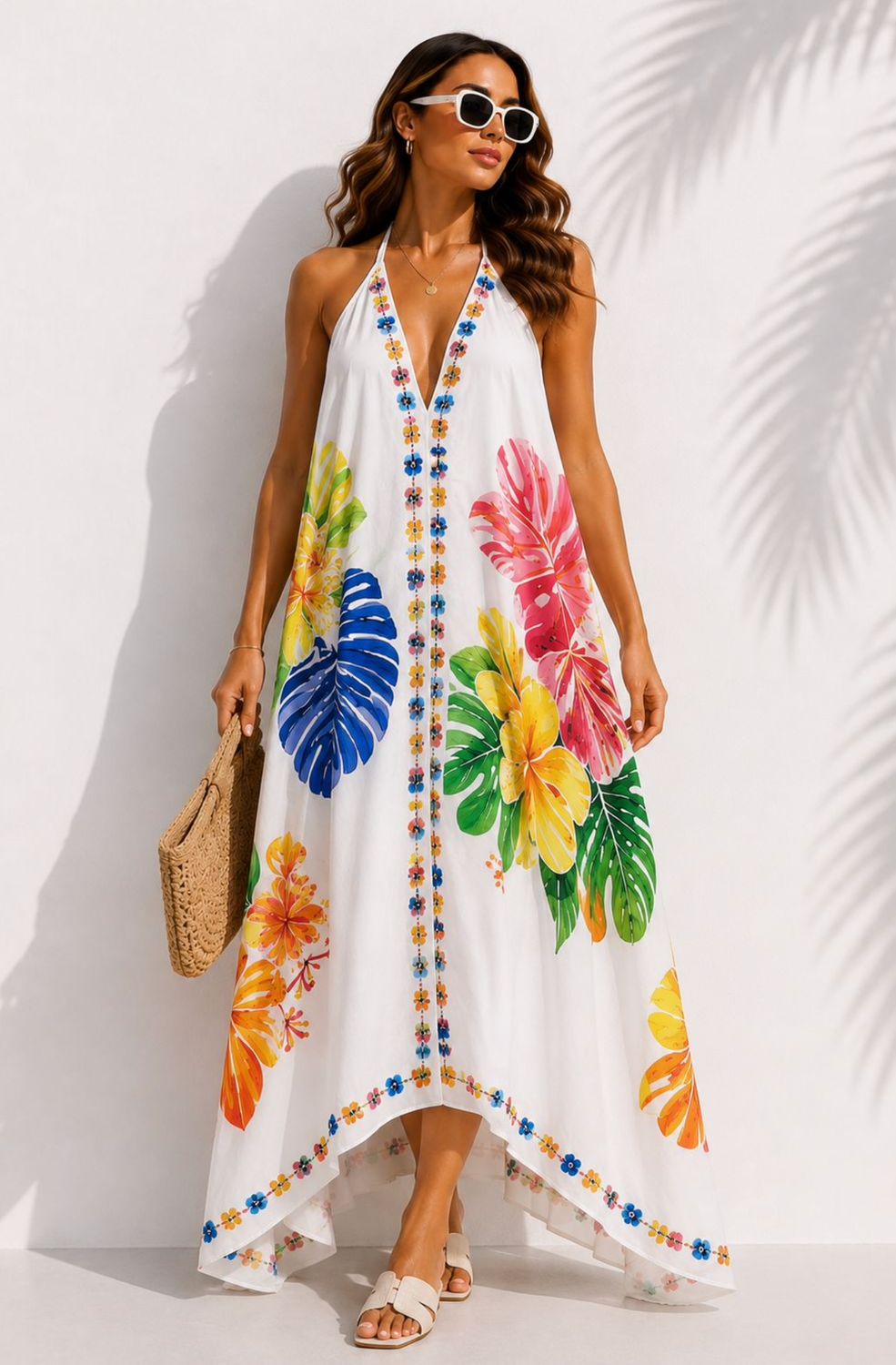Tropical v Midi Dress