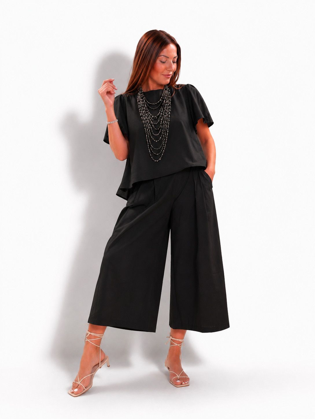 Premium Cotton Poplin Two-Piece Set black
