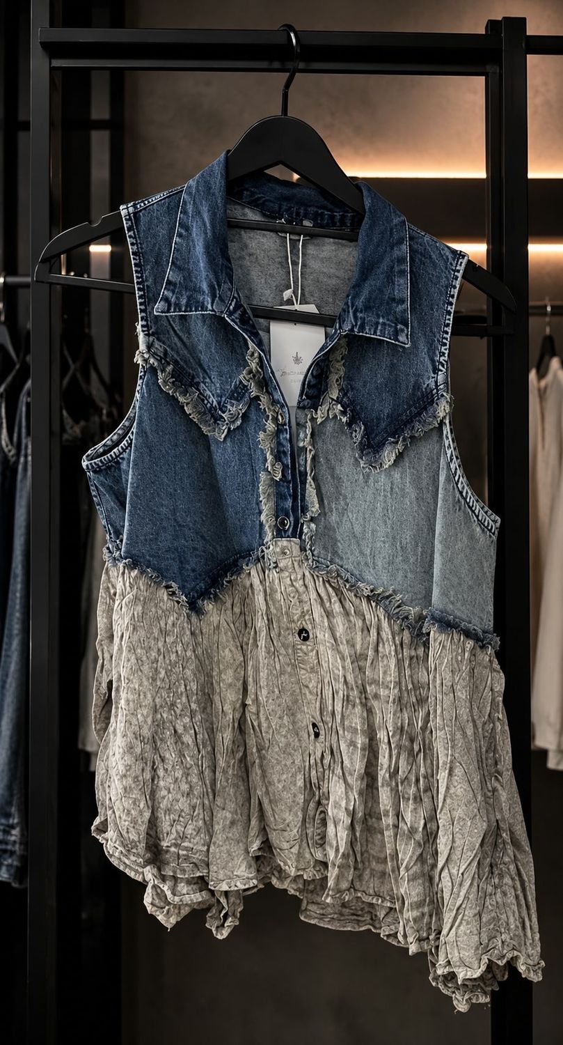 Boho denim top 