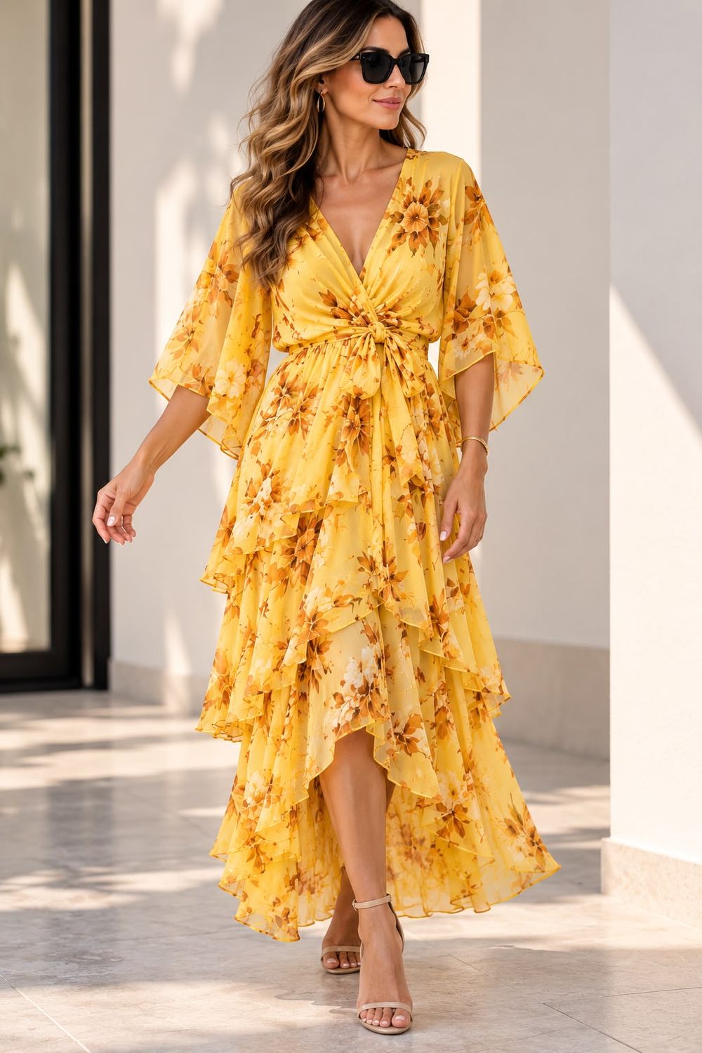 Golden Bloom Maxi Dress