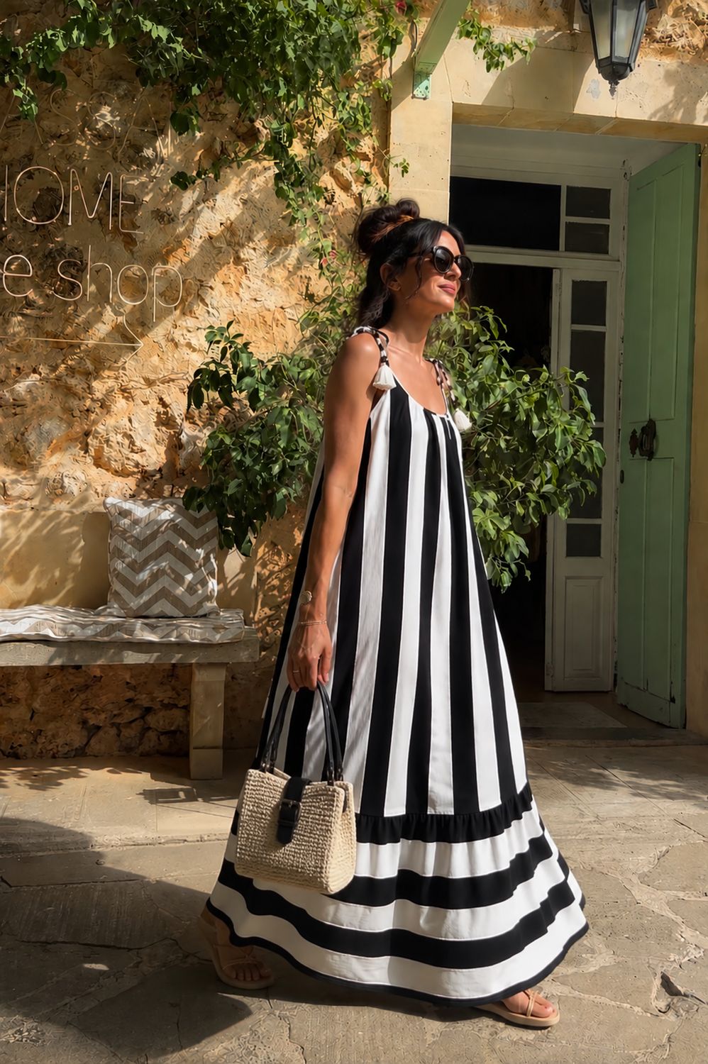 Vertical stripes midi dress