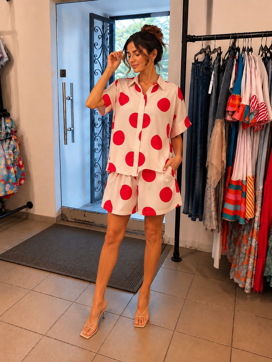 Polka dot matching set