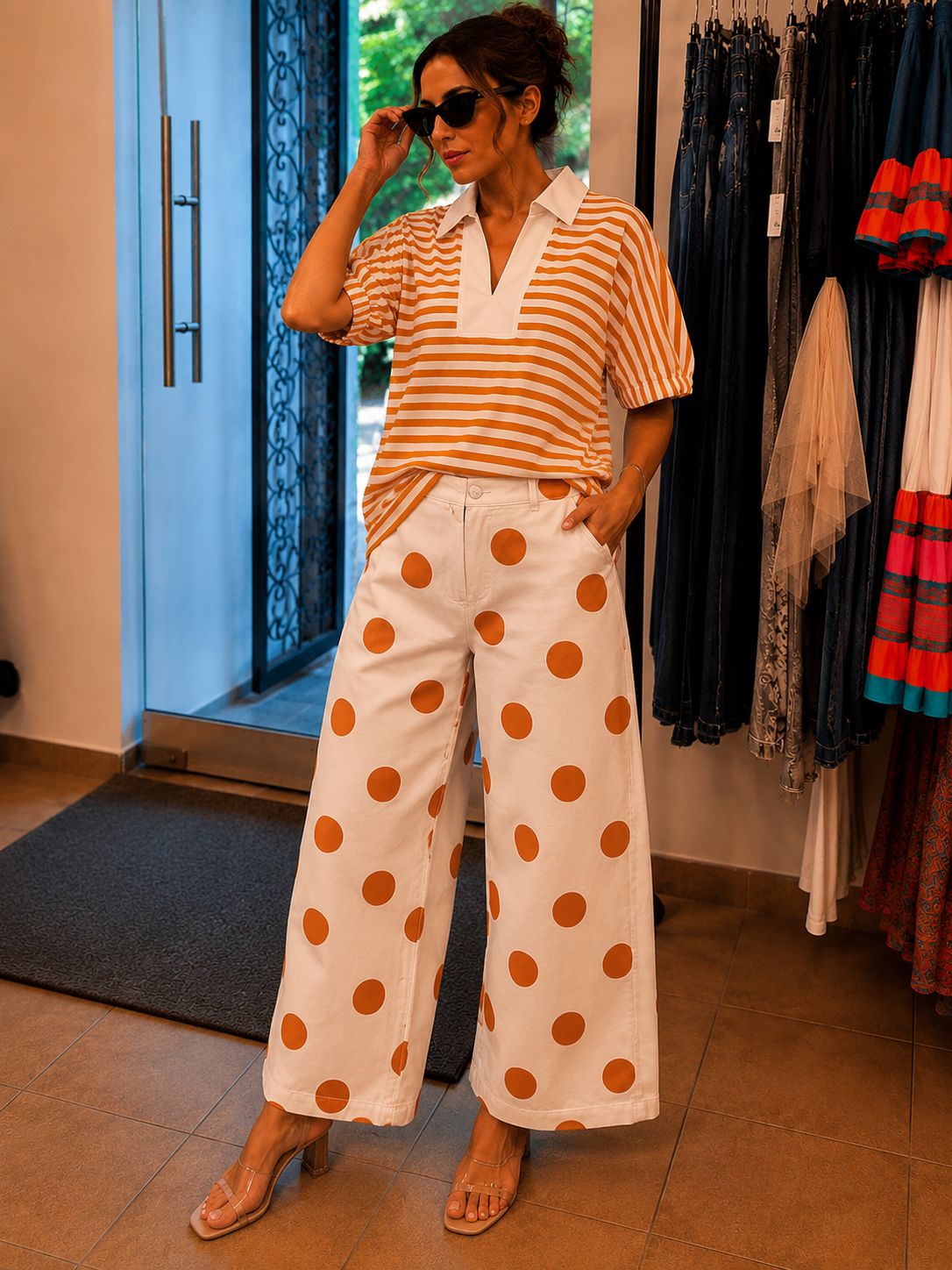 Polkadot denim pant