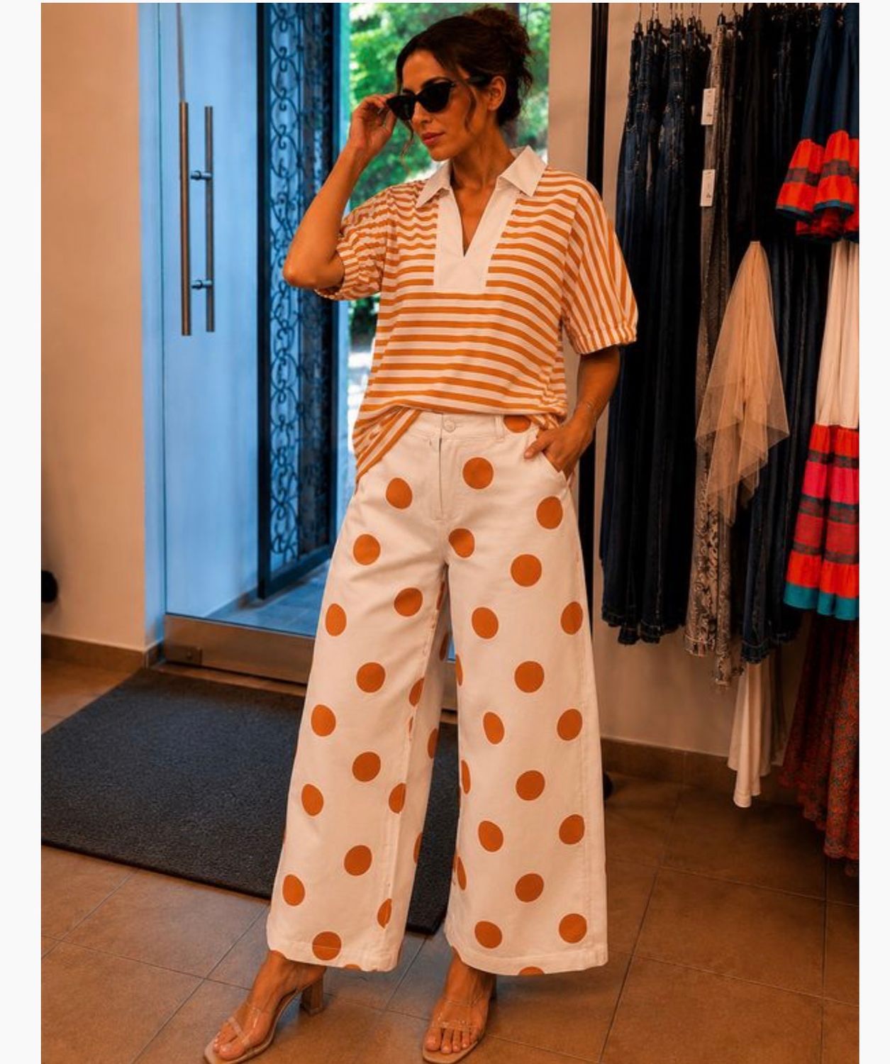 Polkadot barrel  denim pant