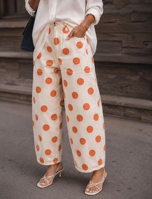 Polkadot barrel  denim pant