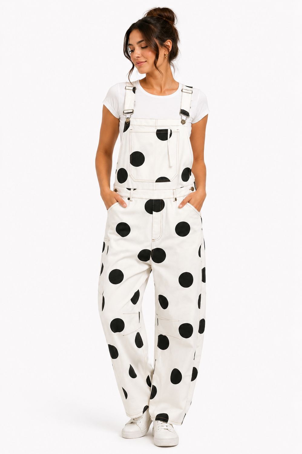 Polk a dot overalll