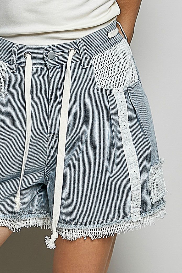 short wide pants in denim