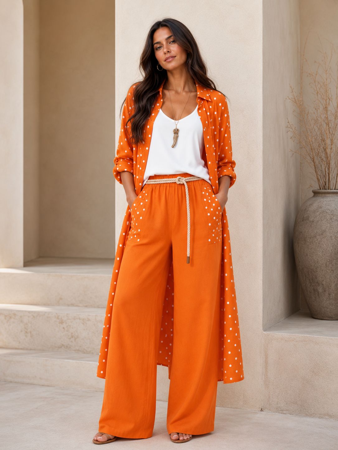 Italian Linen Polka Dot Set