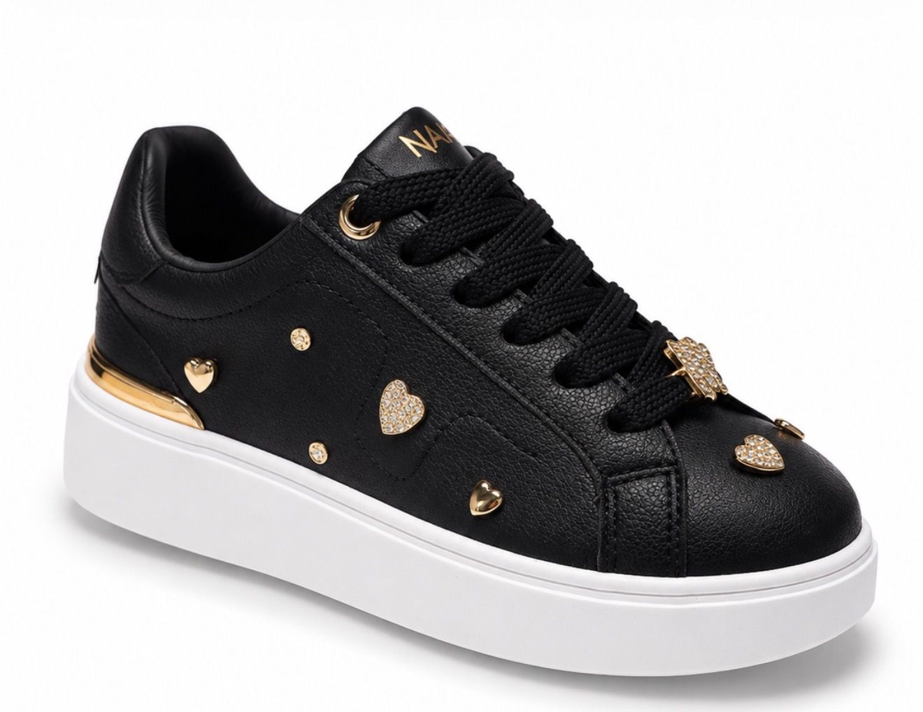 Golden Hearts Platform Sneaker black