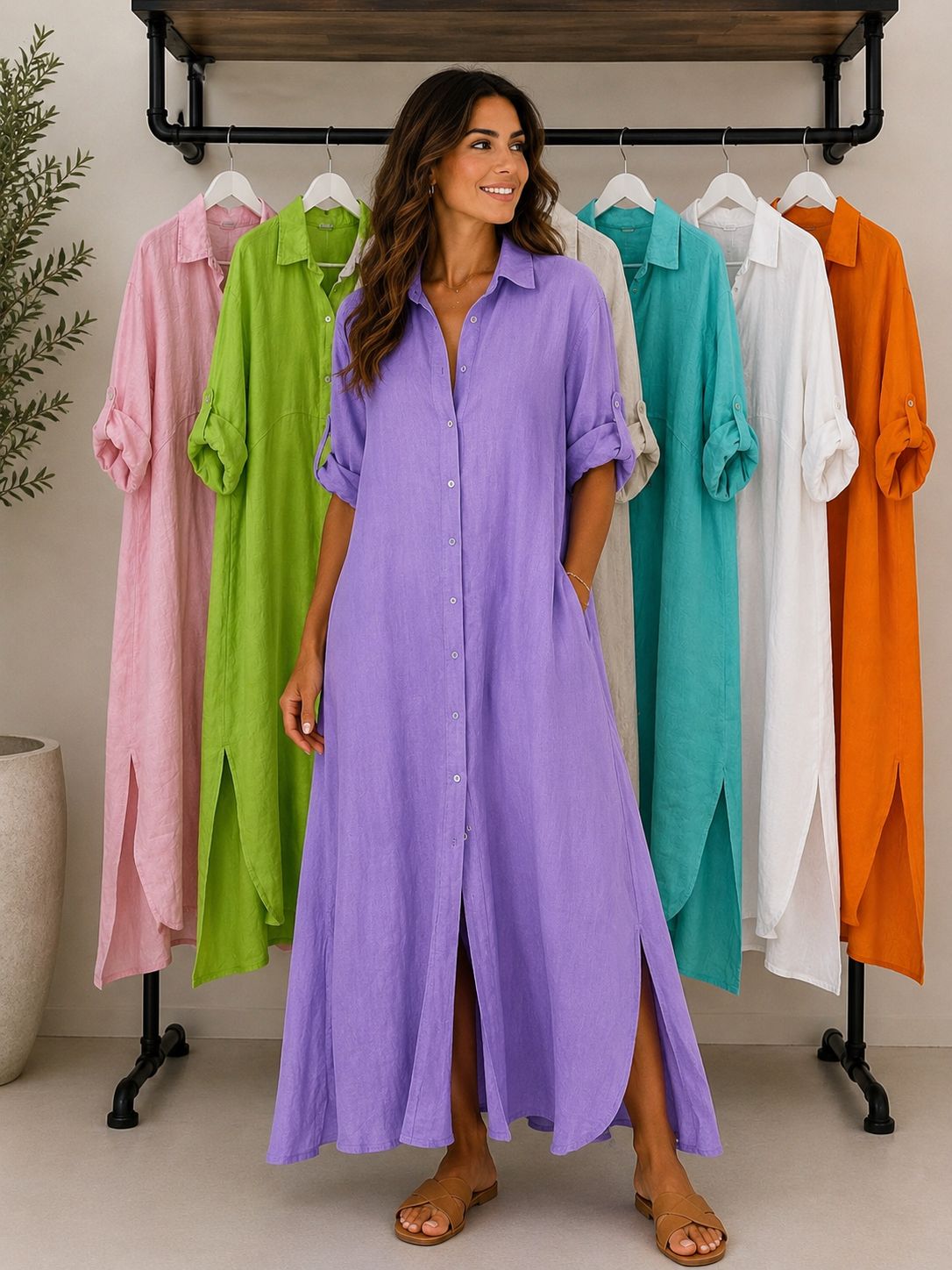 Basic linen dress one size