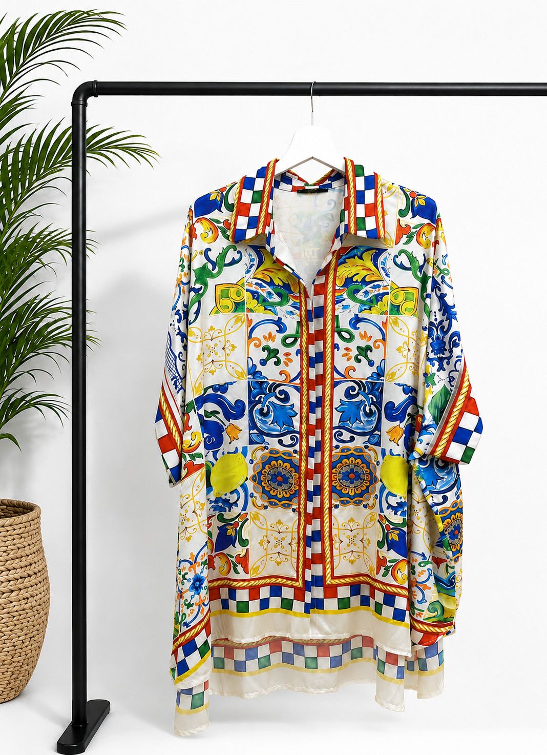 Mediterranean Satin Tile Tunic One size