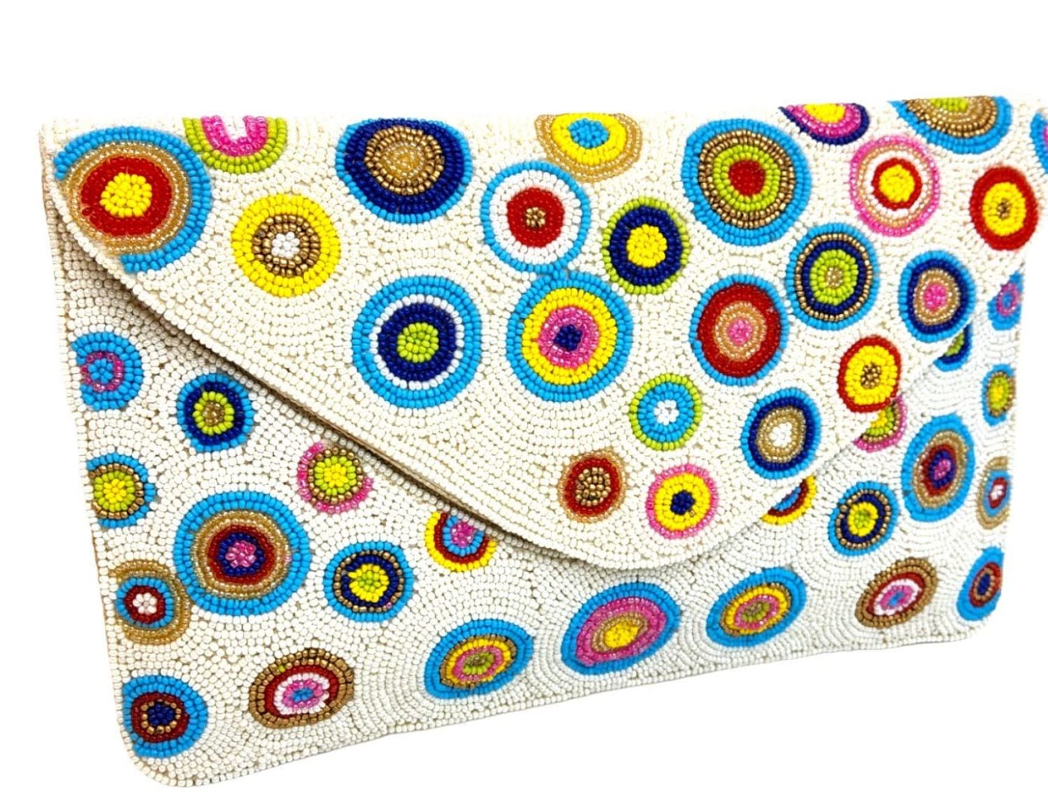Beige  Confetti Beaded Clutch