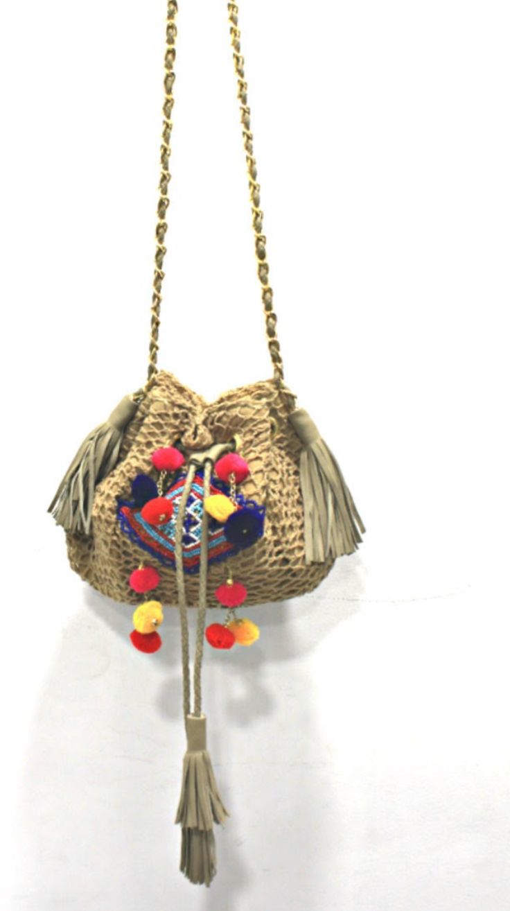 Boho Pom-Pom Bucket Bag Boho Pom-Pom Bucket Bag